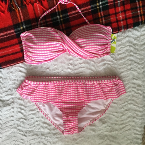 pink checkered bikini